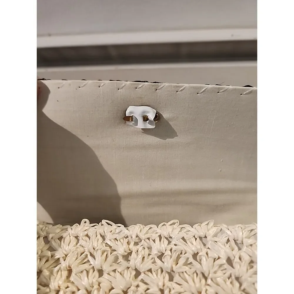 READVintage Woven Straw Clutch Bag Purse Black White Raffia Simon Made In Japan